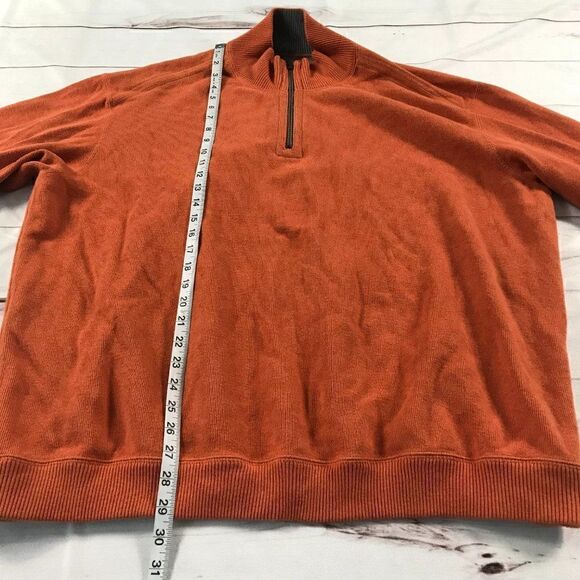 Tommy Bahama Men's Quarter-Zip Pullover Orange Sweater - Picture 3 of 11